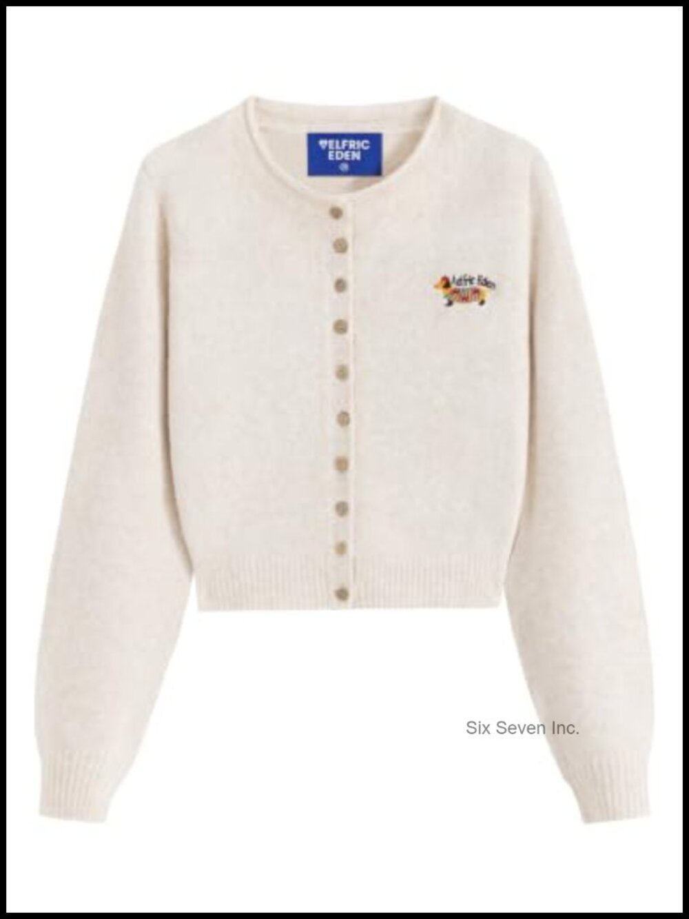 Aelfric Eden Women's Button Up Cardigan Crew Neck Dachshund Embroidered